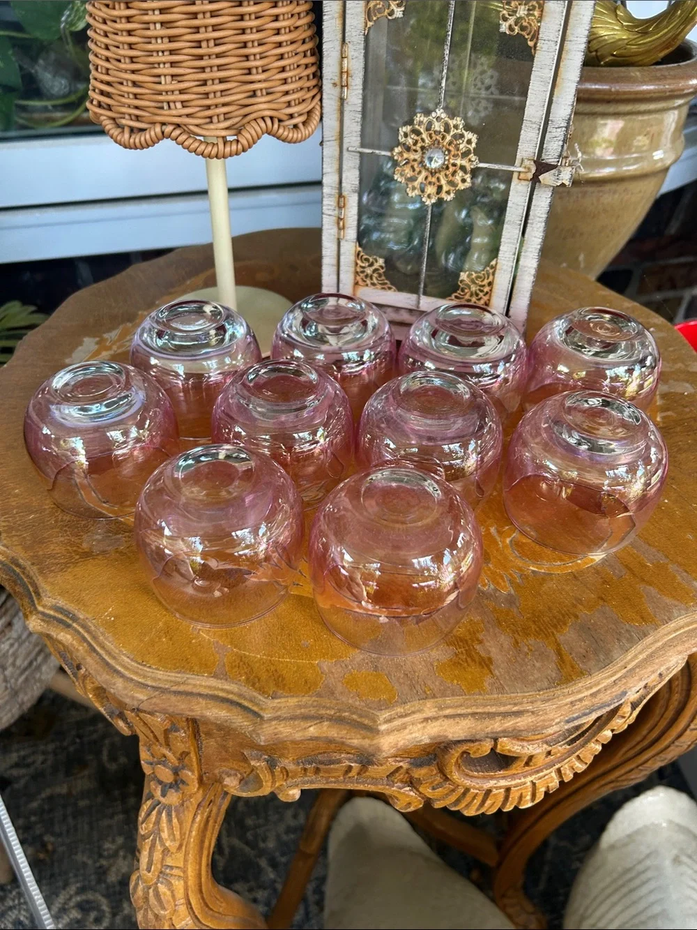 Vintage Gradient Cranberry Roly Poly Cocktail Glasses